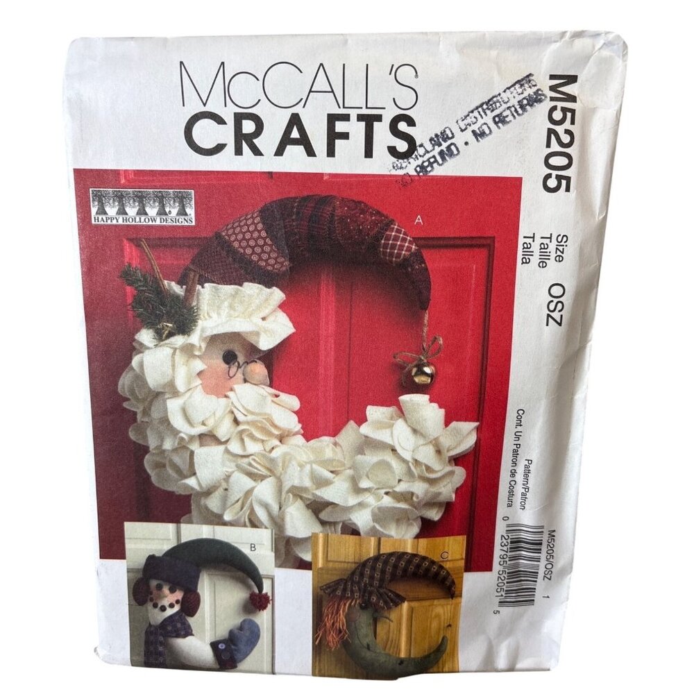 McCalls M5205 Crafts Pattern Seasonal Wreaths Decorations 22 Pieces Uncut